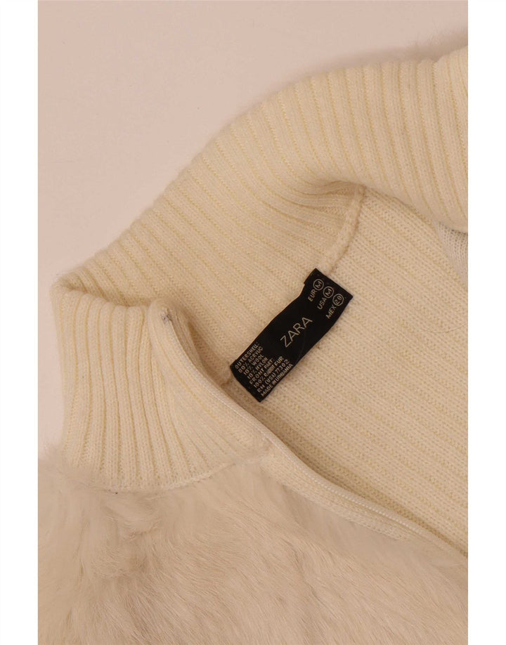 Женский кардиган Zara UK 12, средний цвет, белый акрил