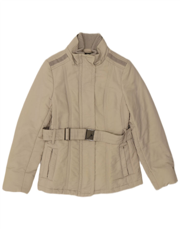 Женская стеганая куртка Zara UK 12, средний цвет, бежевый хлопок