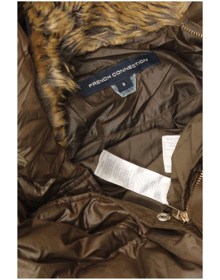 Женское стеганое пальто с капюшоном FRENCH CONNECTION UK 10, маленький коричневый полиэстер