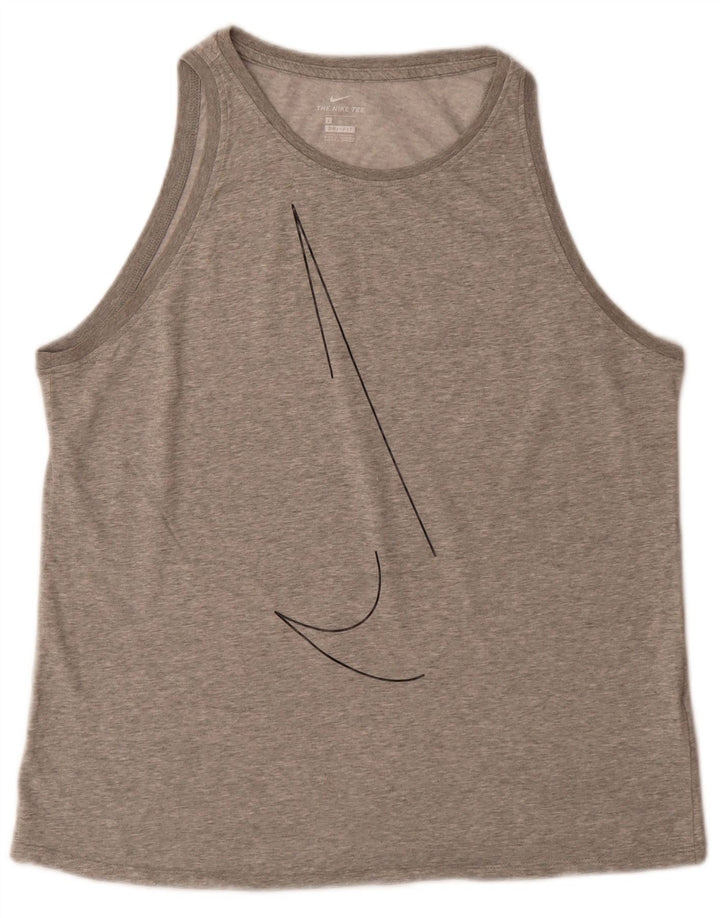 Мужской жилет с графическим рисунком Nike Dri Fit, большой серый хлопковый