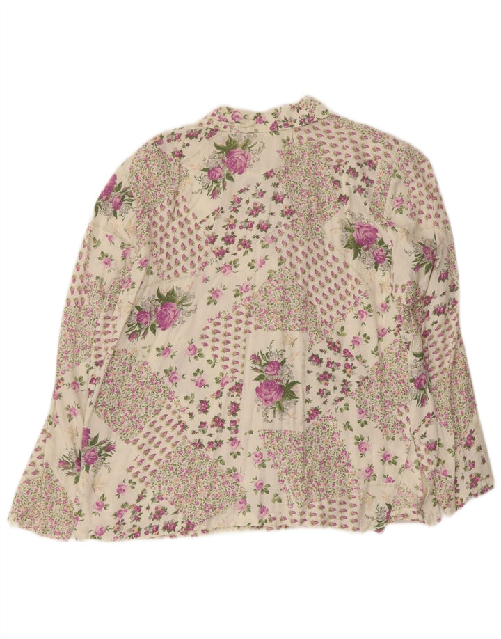 Винтажная женская рубашка UK 16, большая разноцветная с цветочным принтом
