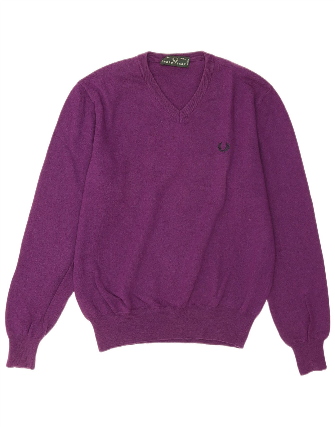 Мужской джемпер с v-образным вырезом Fred Perry, средний фиолетовый шерстяной свитер