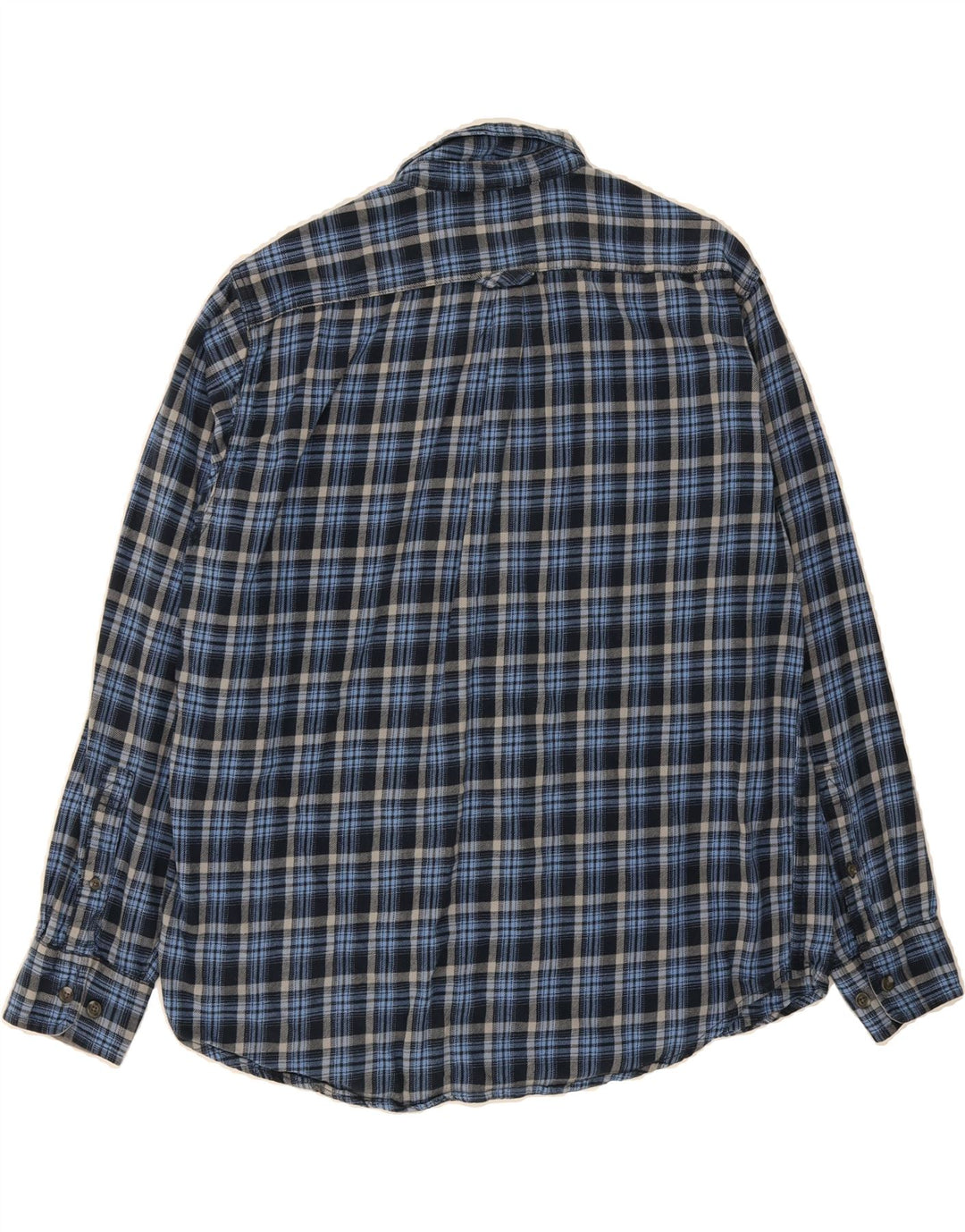 EDDIE BAUER Mens Flannel Shirt XL Navy Blue Check Cotton Vintage Eddie Bauer and Second-Hand Eddie Bauer from Messina Hembry 