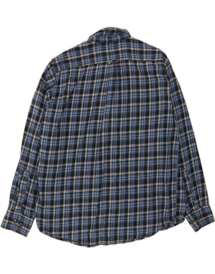 EDDIE BAUER Mens Flannel Shirt XL Navy Blue Check Cotton Vintage Eddie Bauer and Second-Hand Eddie Bauer from Messina Hembry 