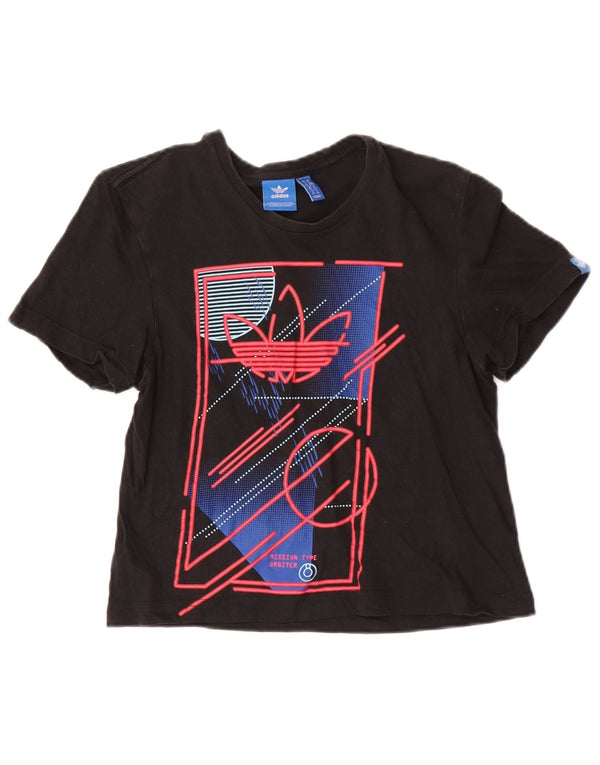 Футболка Adidas с рисунком для девочек, топ 9–10 лет, XS, черная