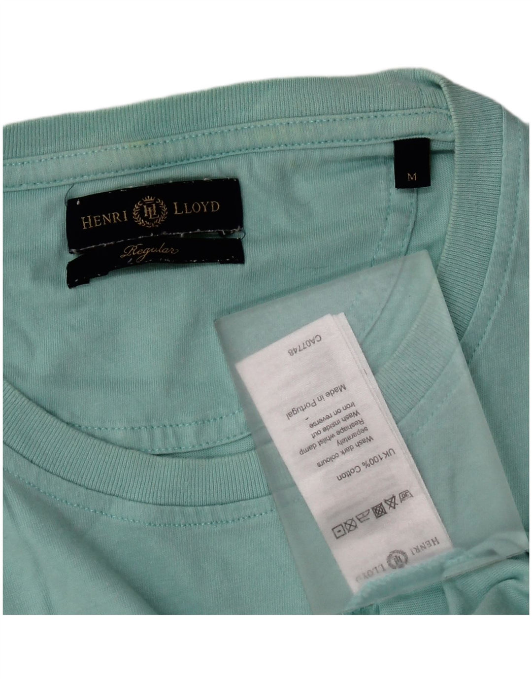 Henri Lloyd Мужская футболка с рисунком Топ среднего размера из хлопка бирюзового цвета