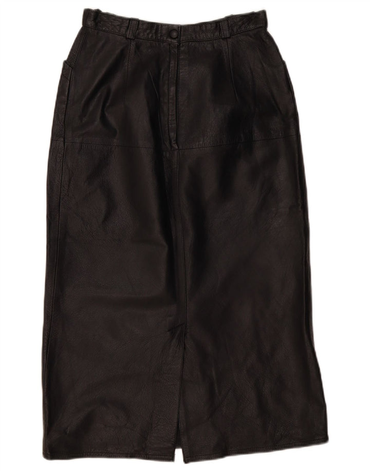 ВИНТАЖНАЯ женская кожаная юбка EU 36, маленькая W26, черная кожа