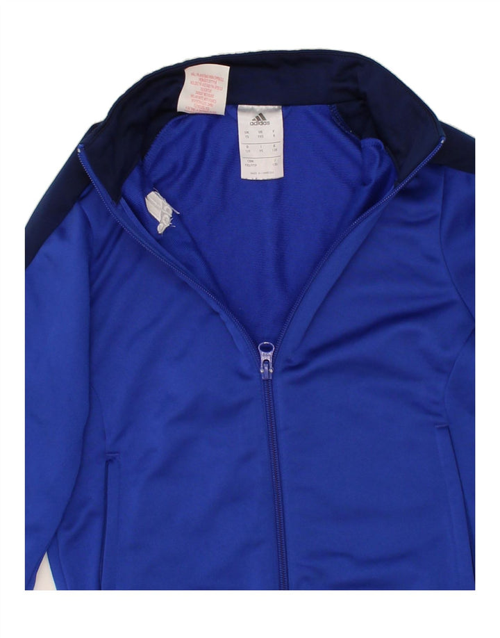 ADIDAS Boys Tracksuit Top Jacket 7-8 Years Small Blue Colourblock Vintage Adidas and Second-Hand Adidas from Messina Hembry 