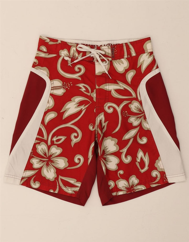 SUNDEK Mens Swimming Shorts Small  Red Floral Polyester