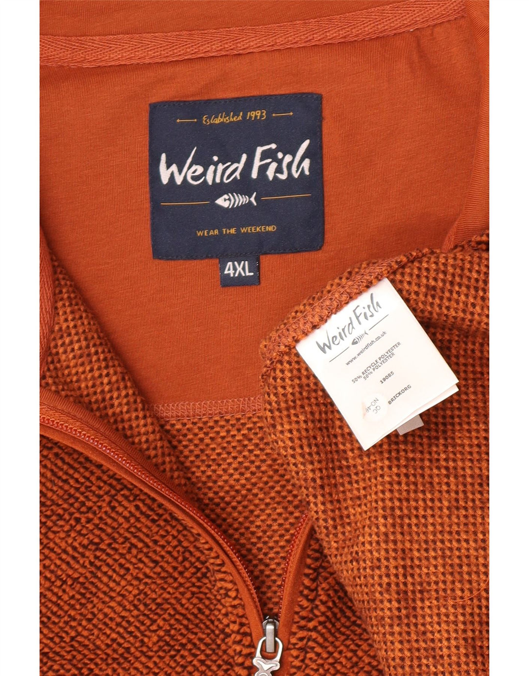 Мужской флисовый джемпер с воротником на молнии Weird Fish 4XL, коричневый, полиэстер