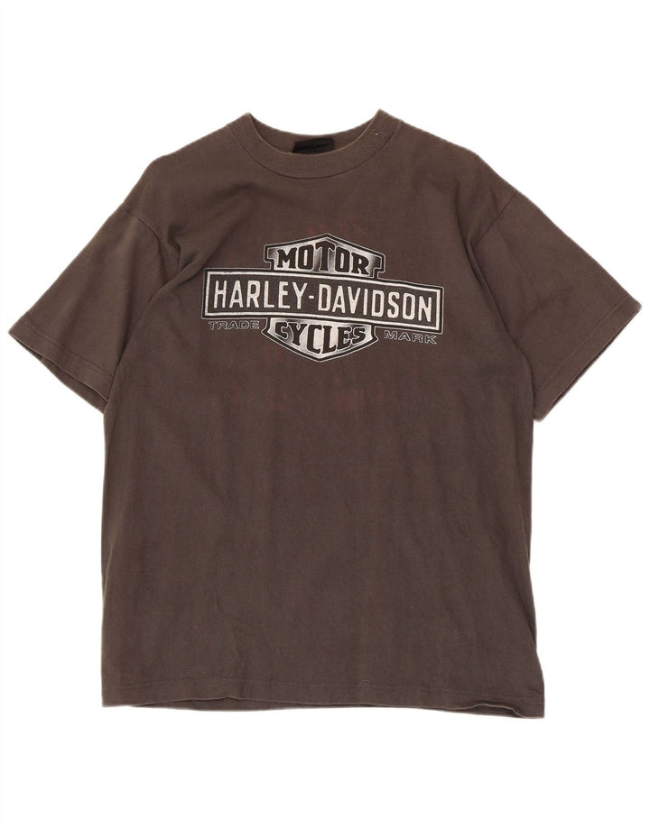 Мужская футболка с рисунком Harley Davidson, хлопковый топ среднего серого цвета
