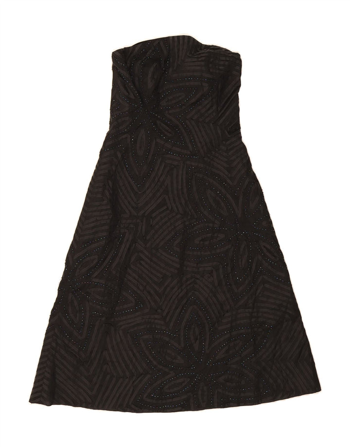 COAST Womens Strapless Dress UK 8 Small Black Floral Polyester Vintage Coast and Second-Hand Coast from Messina Hembry 