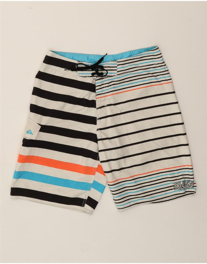 QUIKSILVER Мужские шорты для плавания, средние, белые в полоску