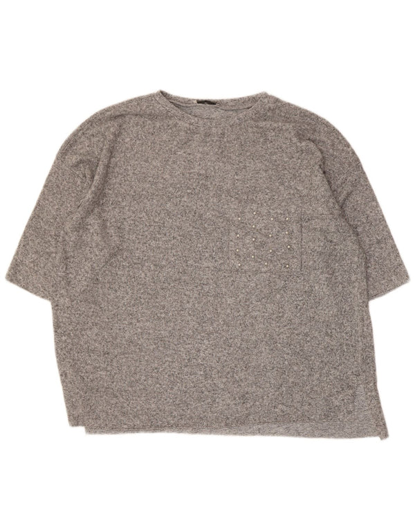 Женская футболка оверсайз Zara Top UK 10, маленькая серая в крапинку