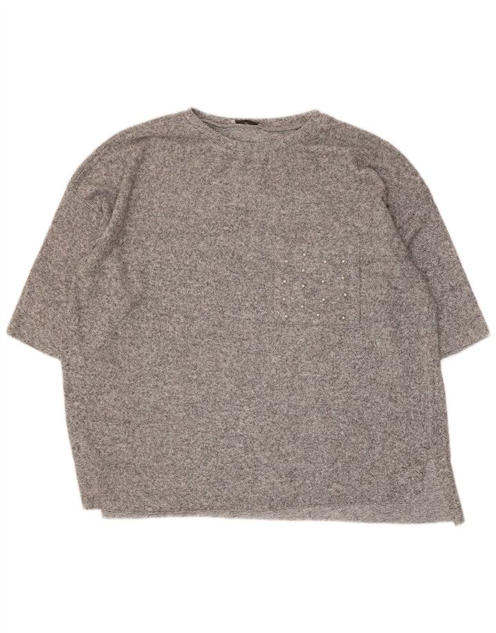 Женская футболка оверсайз Zara Top UK 10, маленькая серая в крапинку