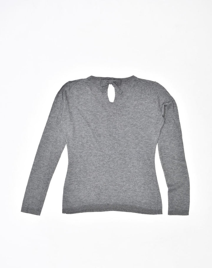 KAPPA Womens Oversized V-Neck Jumper Sweater UK 10 small Grey Wool | Vintage | Thrift | Second-Hand | Used Clothing | Messina Hembry 