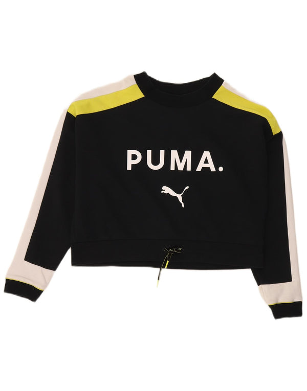Женский джемпер оверсайз с графическим рисунком Puma UK 6 XS, черный с цветными блоками