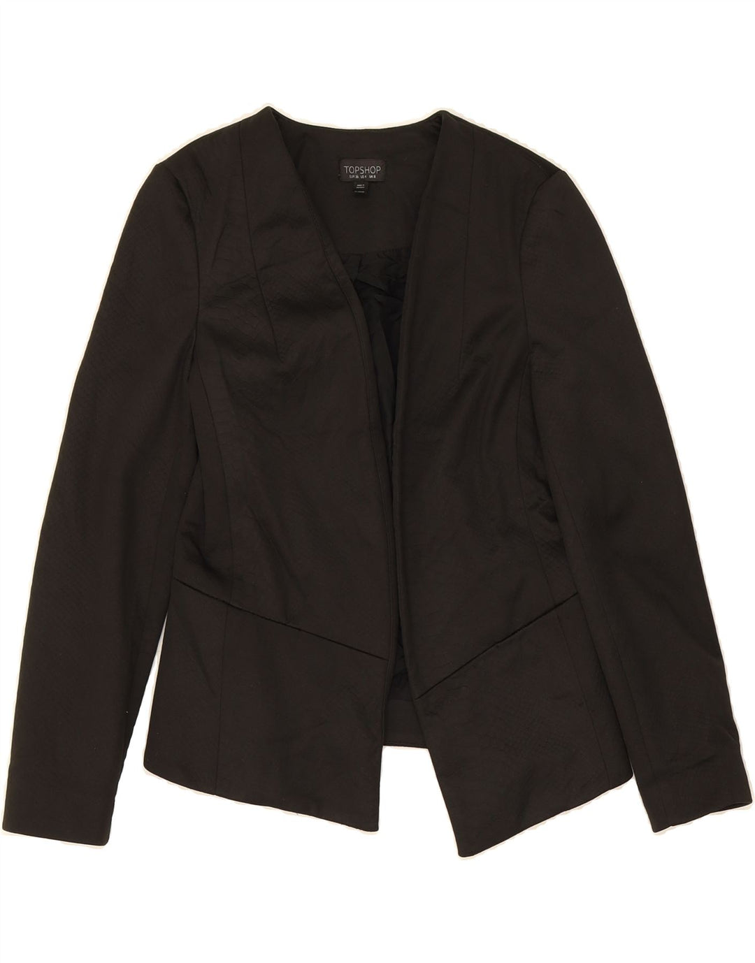 TOPSHOP Womens Open Blazer Jacket UK 8 Small Black Polyester Vintage Topshop and Second-Hand Topshop from Messina Hembry 