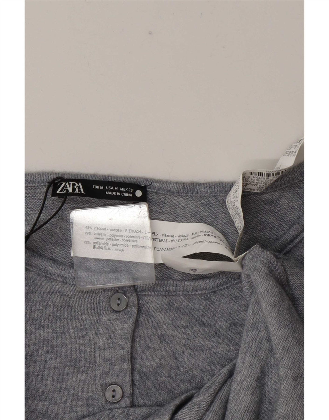 Женский укороченный топ Zara UK 14, вискоза среднего серого цвета