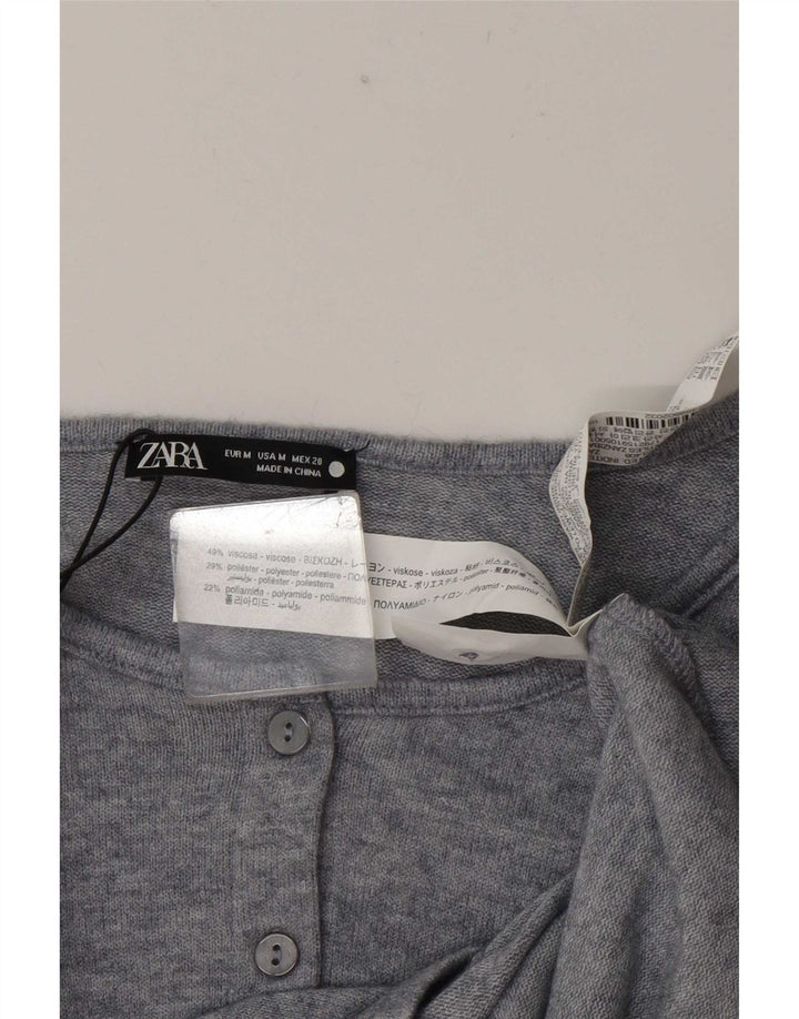 Женский укороченный топ Zara UK 14, вискоза среднего серого цвета