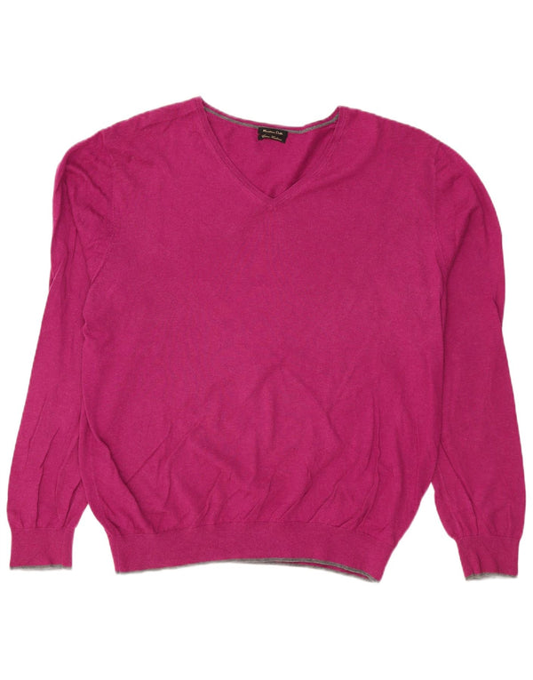 Мужской джемпер с v-образным вырезом MASSIMO DUTTI XL, фиолетовый хлопок