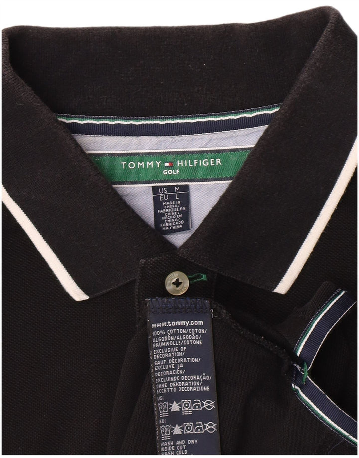 Мужская рубашка-поло Tommy Hilfiger среднего размера, черная, классическая, из хлопка