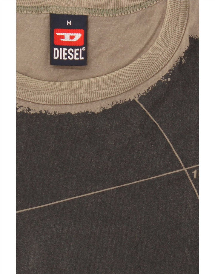 Мужская футболка Diesel с графическим рисунком, средний цвет, хаки, хлопок с цветными блоками