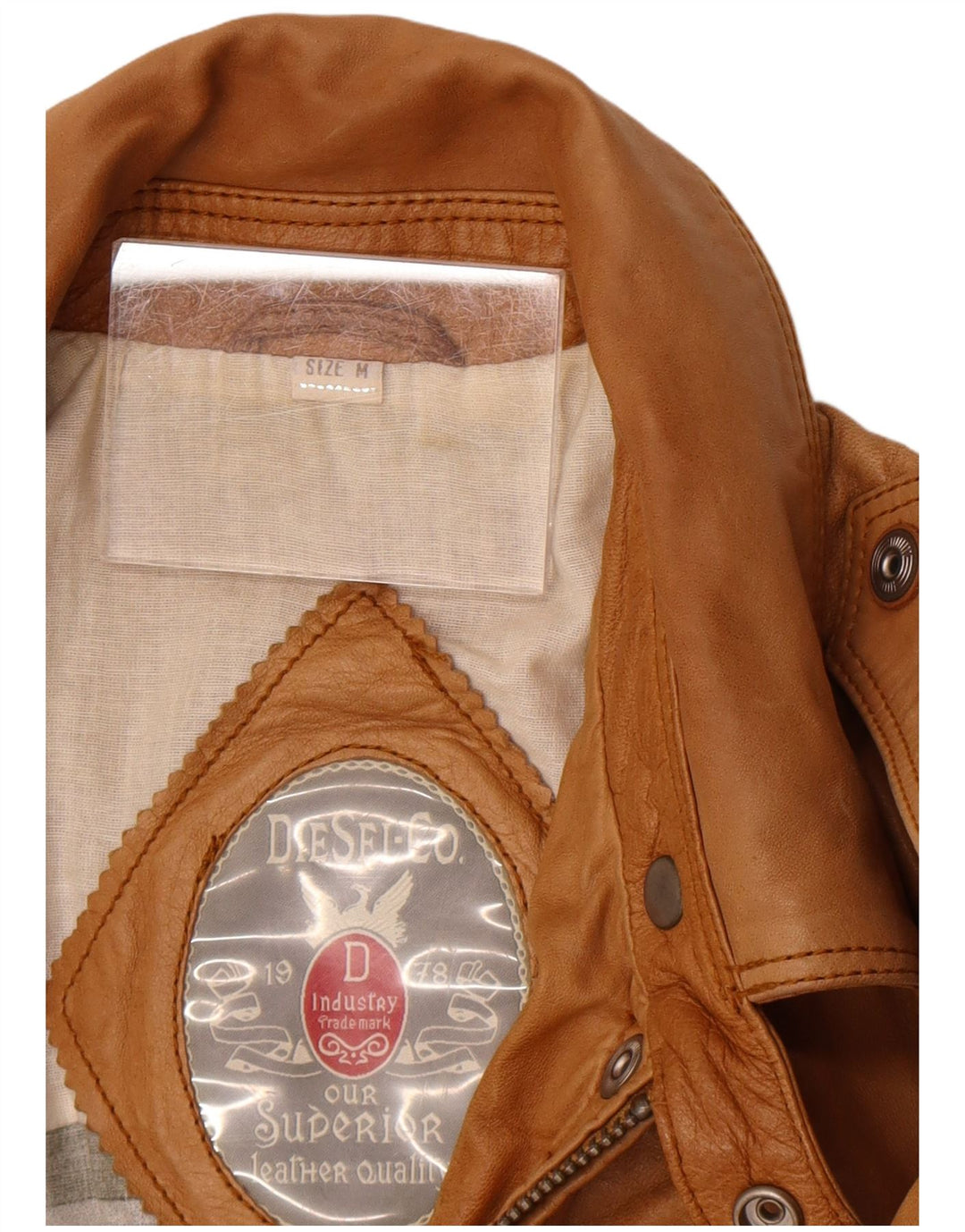 Мужская кожаная куртка Diesel UK 38 средний бежевый кожаный