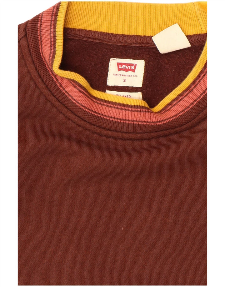 Мужской свободный свитер Levi's, маленький коричневый хлопковый джемпер с цветными блоками
