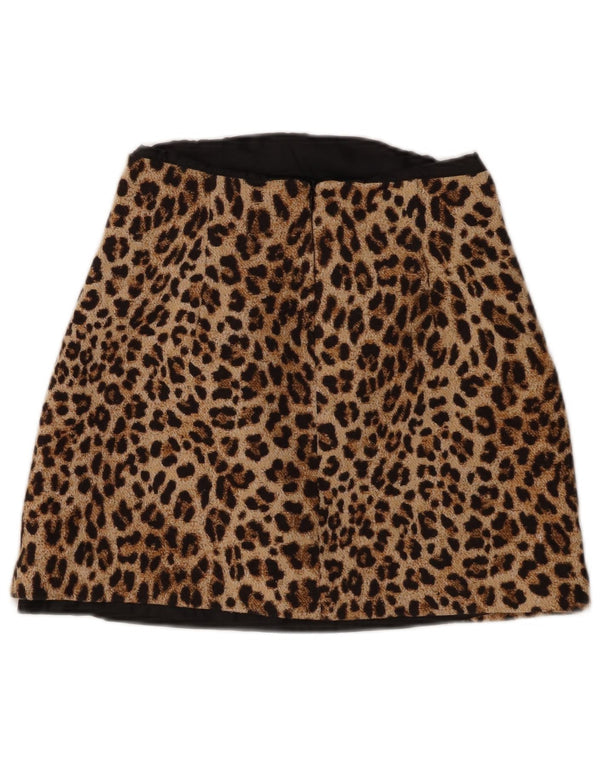 Женская мини-юбка Zara Small W26 Коричневая с животным принтом