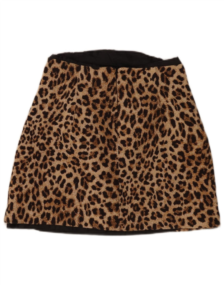 Женская мини-юбка Zara Small W26 Коричневая с животным принтом