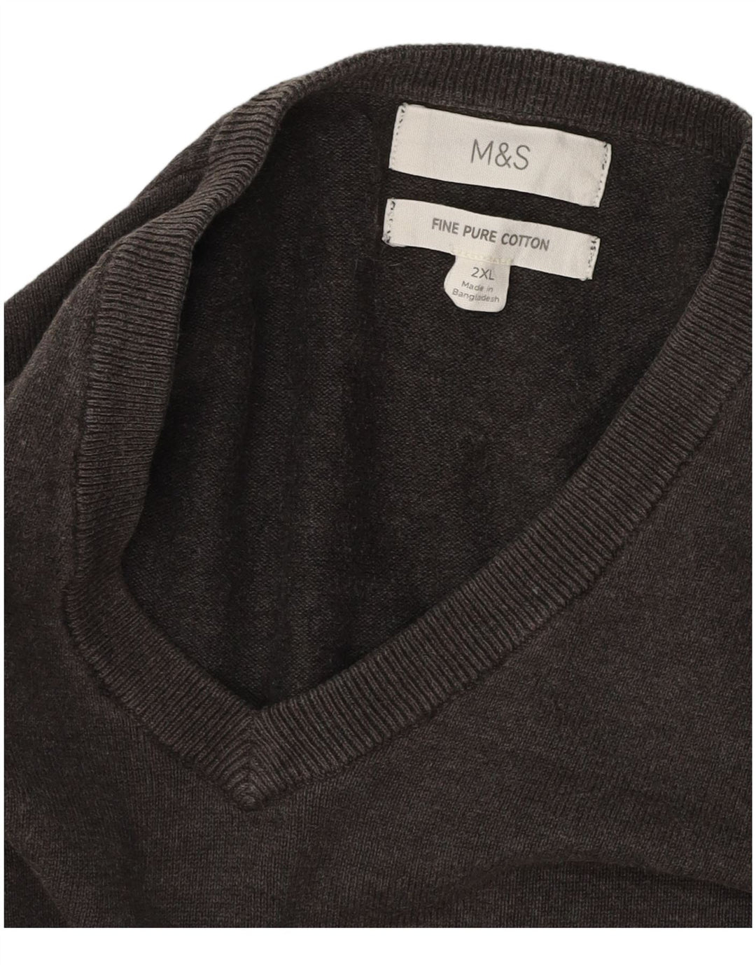 Мужской джемпер с v-образным вырезом MARKS & SPENCER 2XL, серый хлопок