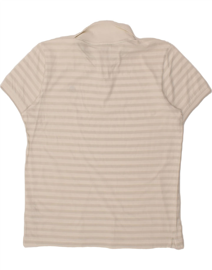 ADIDAS Mens Polo Shirt Large White Striped Cotton Vintage Adidas and Second-Hand Adidas from Messina Hembry 