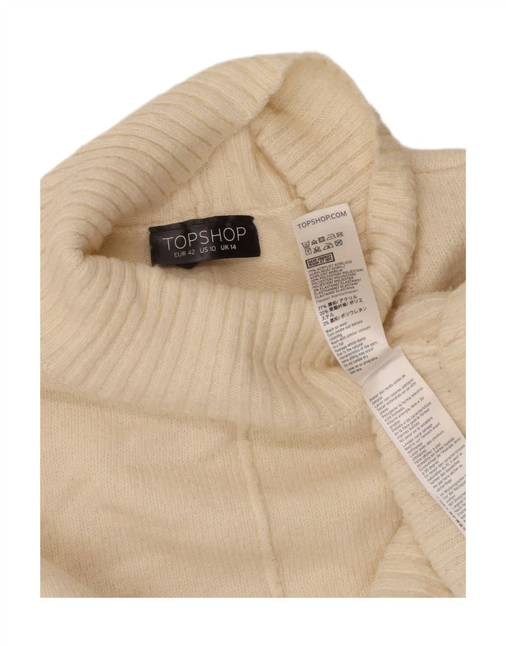 TOPSHOP Womens Oversized Turtle Neck Jumper Sweater UK 14 Large Off White