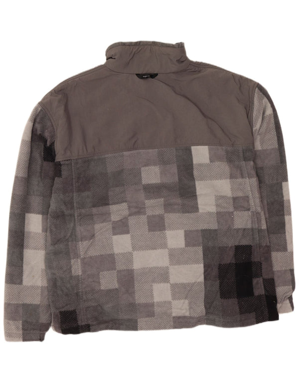 COLUMBIA Mens Interchange Fleece Jacket UK 44 2XL Grey Geometric Polyester