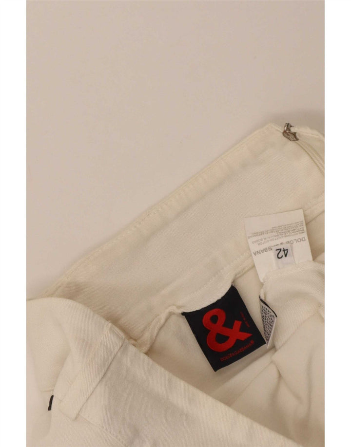 Dolce & Gabbana Женская прямая юбка IT 42 Medium W30 Белый хлопок