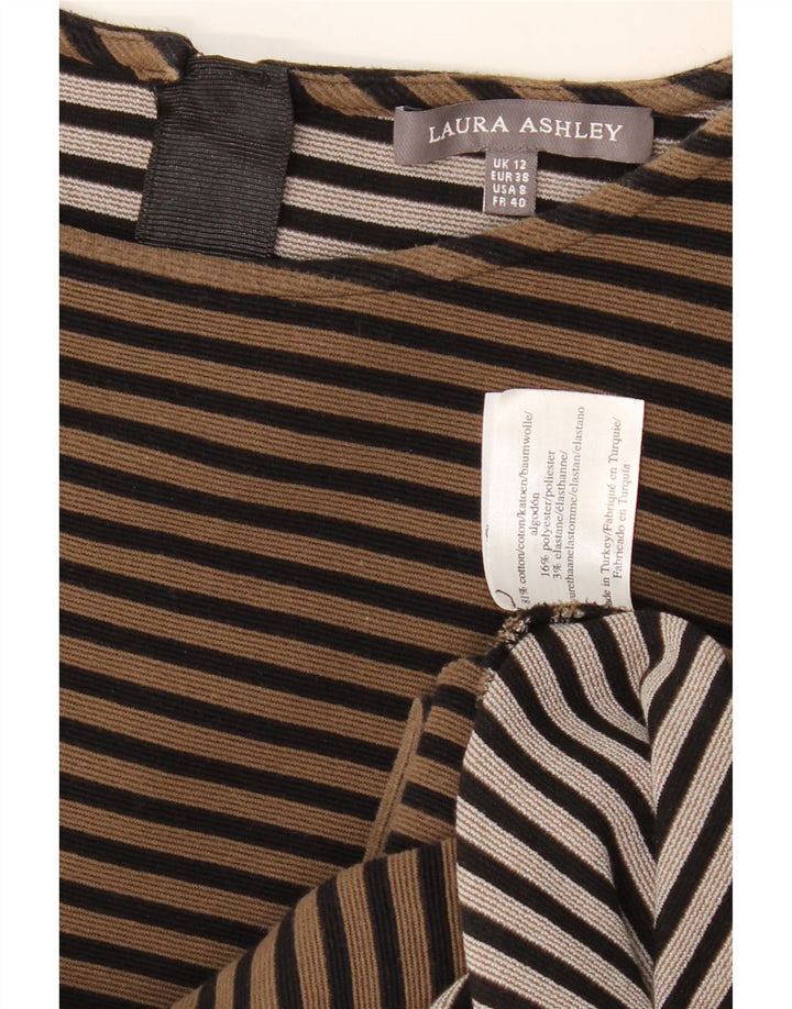 LAURA ASHLEY Женское платье прямого кроя с рукавом 3/4, Великобритания 12, средний бежевый в полоску