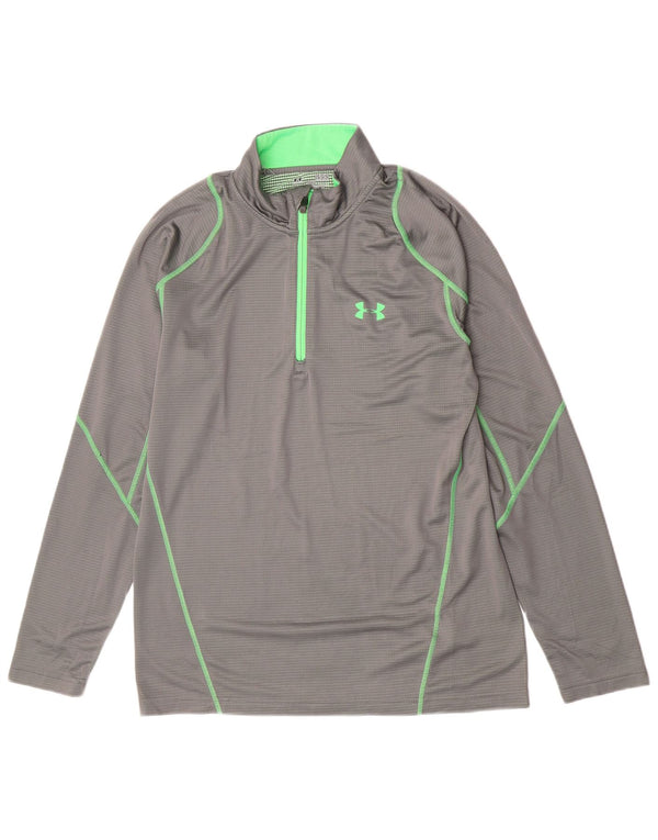 Мужской топ с воротником на молнии и длинными рукавами Under Armour, большой серый спортивный полиэстер