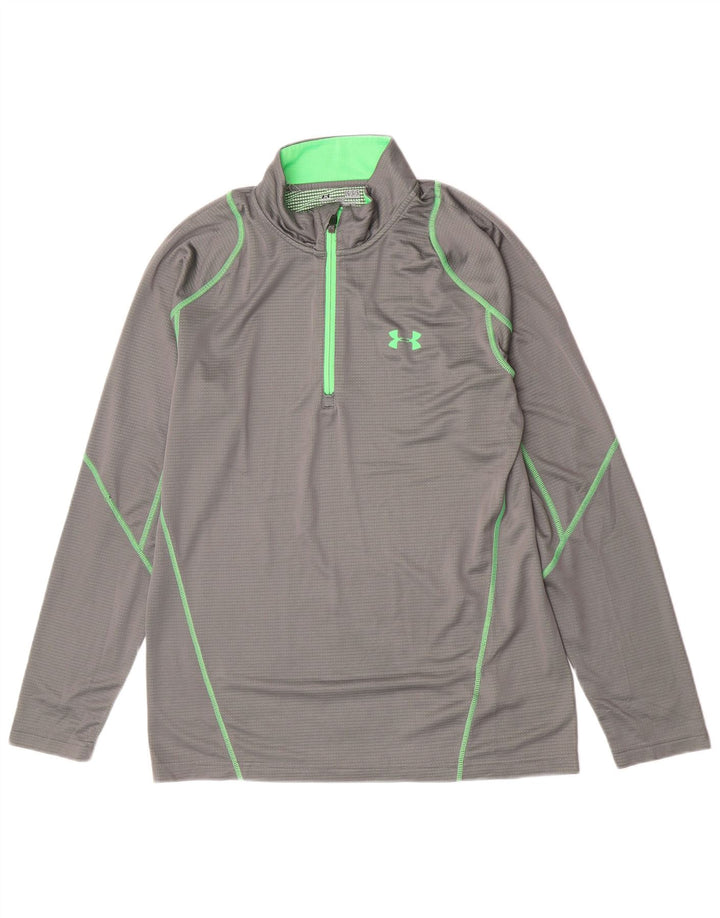 Мужской топ с воротником на молнии и длинными рукавами Under Armour, большой серый спортивный полиэстер