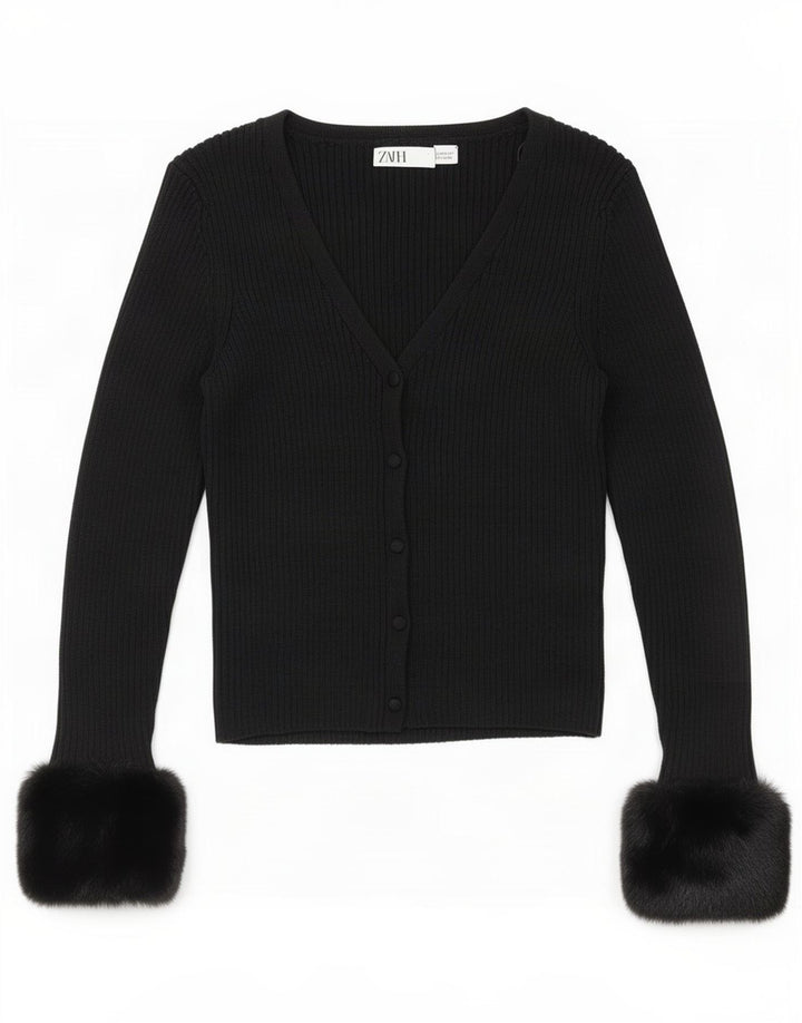 Женский укороченный кардиган Zara UK 12, средний черный