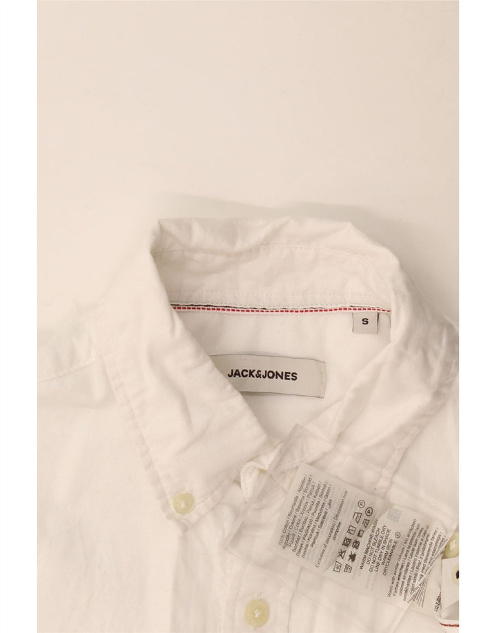 JACK & JONES Мужская рубашка с коротким рукавом, маленький белый хлопок