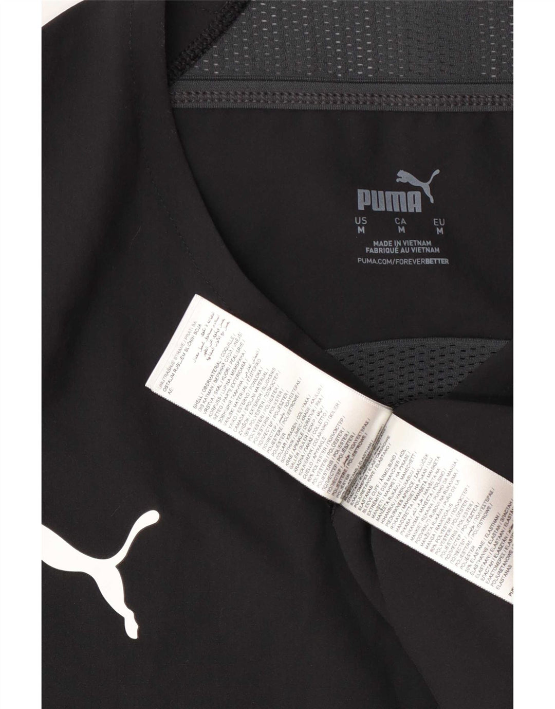 Мужская футболка Puma, средний черный полиэстер с цветными блоками