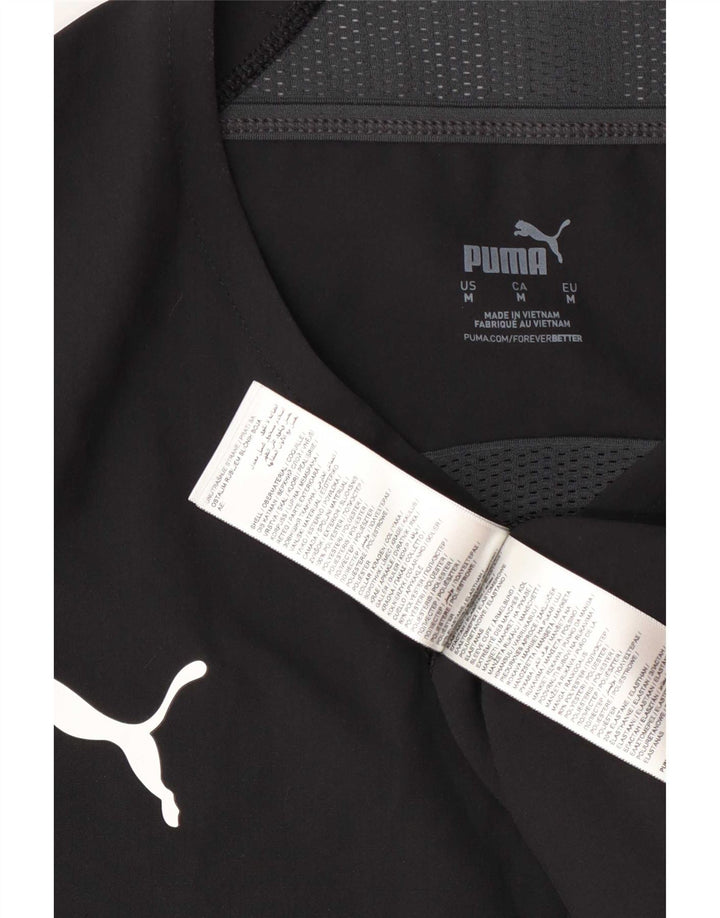 Мужская футболка Puma, средний черный полиэстер с цветными блоками
