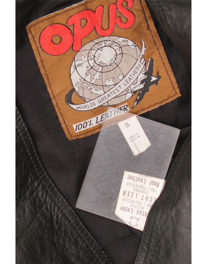 Мужской кожаный жилет VINTAGE, маленький черный кожаный