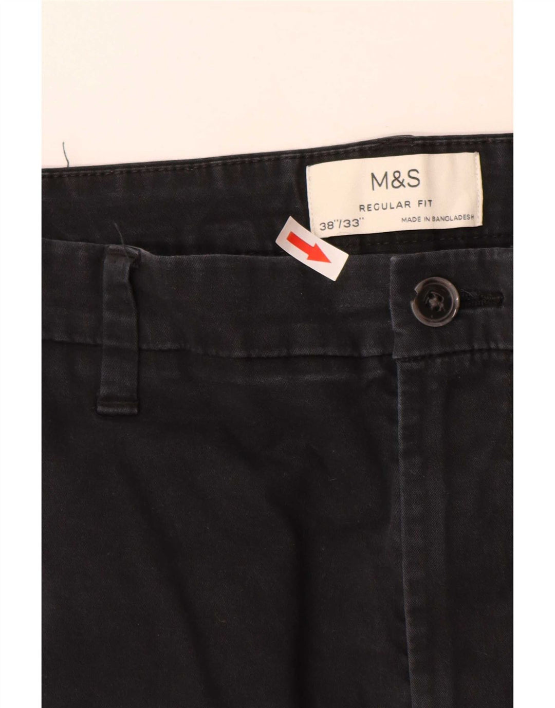 Мужские брюки-чиносы Marks & Spencer стандартного кроя W38 L33, черный хлопок