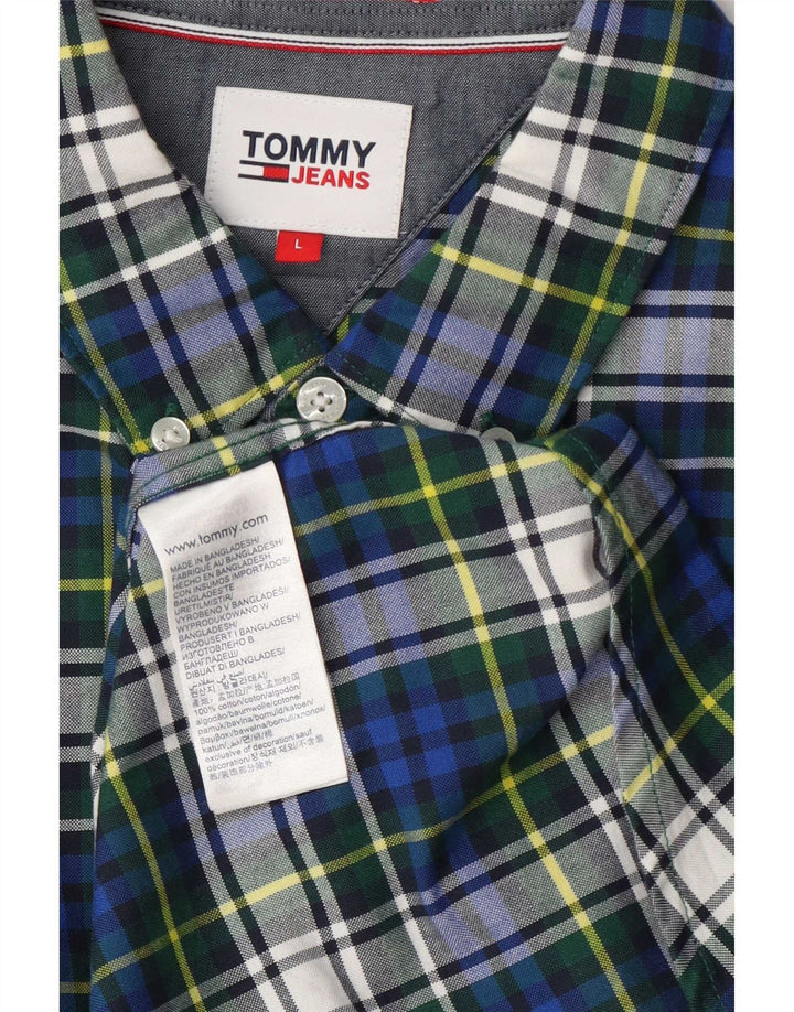 Мужская фланелевая рубашка Tommy Hilfiger, большая синяя клетка, хлопок