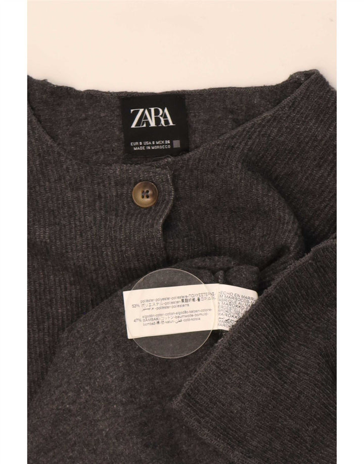 Женский укороченный кардиган оверсайз Zara UK 10, маленький серый полиэстер