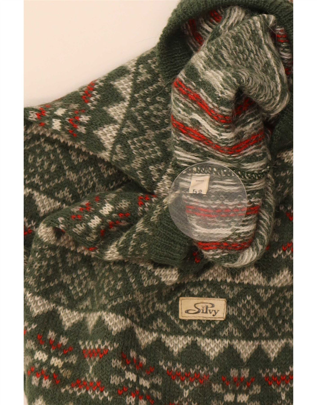 Мужской джемпер с круглым вырезом Silvy IT 52, большой зеленый Fair Isle