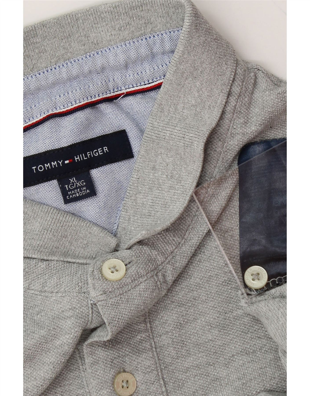 TOMMY HILFIGER Mens Polo Shirt XL Grey Cotton Vintage Tommy Hilfiger and Second-Hand Tommy Hilfiger from Messina Hembry 
