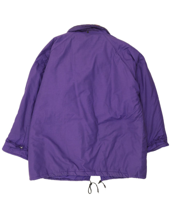 Винтажное женское пальто-ветровка UK 20 2XL из полиэстера фиолетового цвета с цветочным принтом